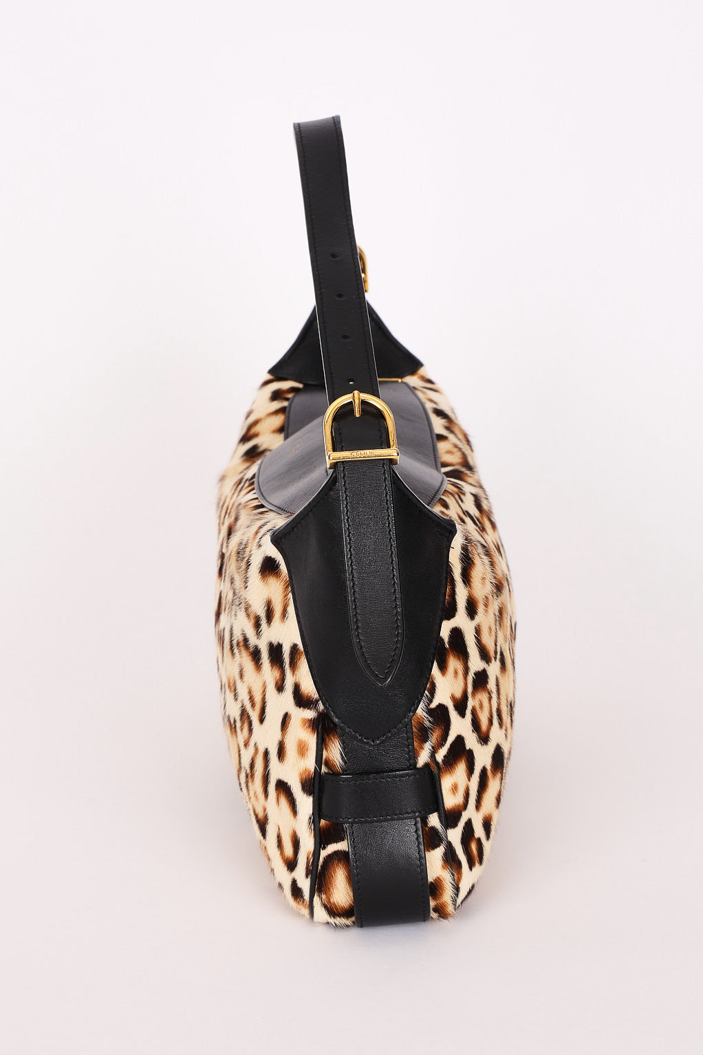 Celine Medium Romy Leopard Print Ponyhair Shoulder Bag