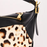 Celine Medium Romy Leopard Print Ponyhair Shoulder Bag