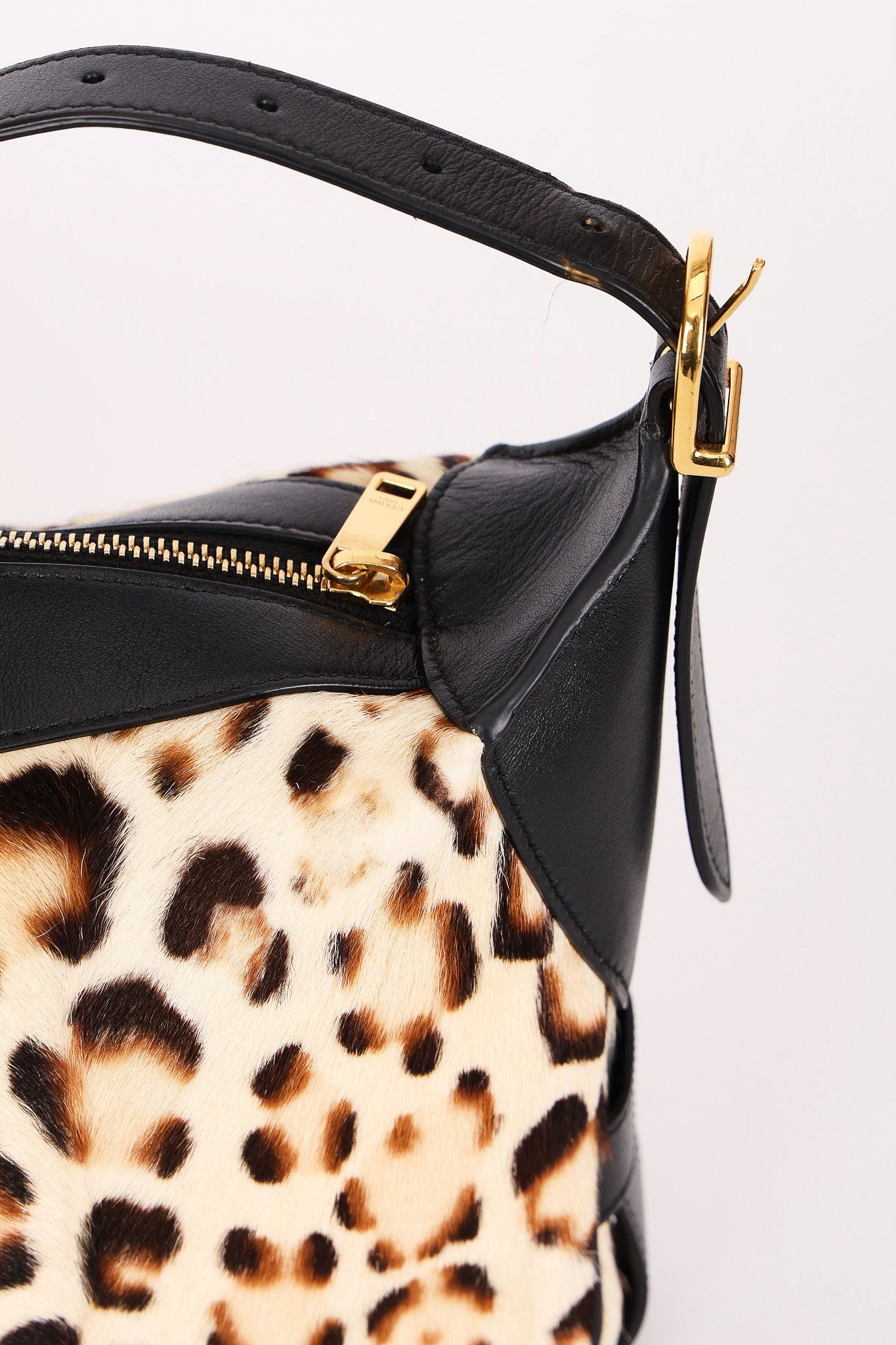 Celine Medium Romy Leopard Print Ponyhair Shoulder Bag