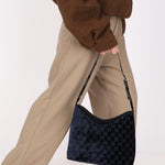 Gucci Monogram Velvet Shoulder Bag Navy