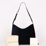 Gucci Monogram Velvet Shoulder Bag Navy