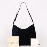 Gucci Monogram Velvet Shoulder Bag Navy