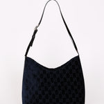 Gucci Monogram Velvet Shoulder Bag Navy