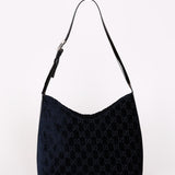 Gucci Monogram Velvet Shoulder Bag Navy