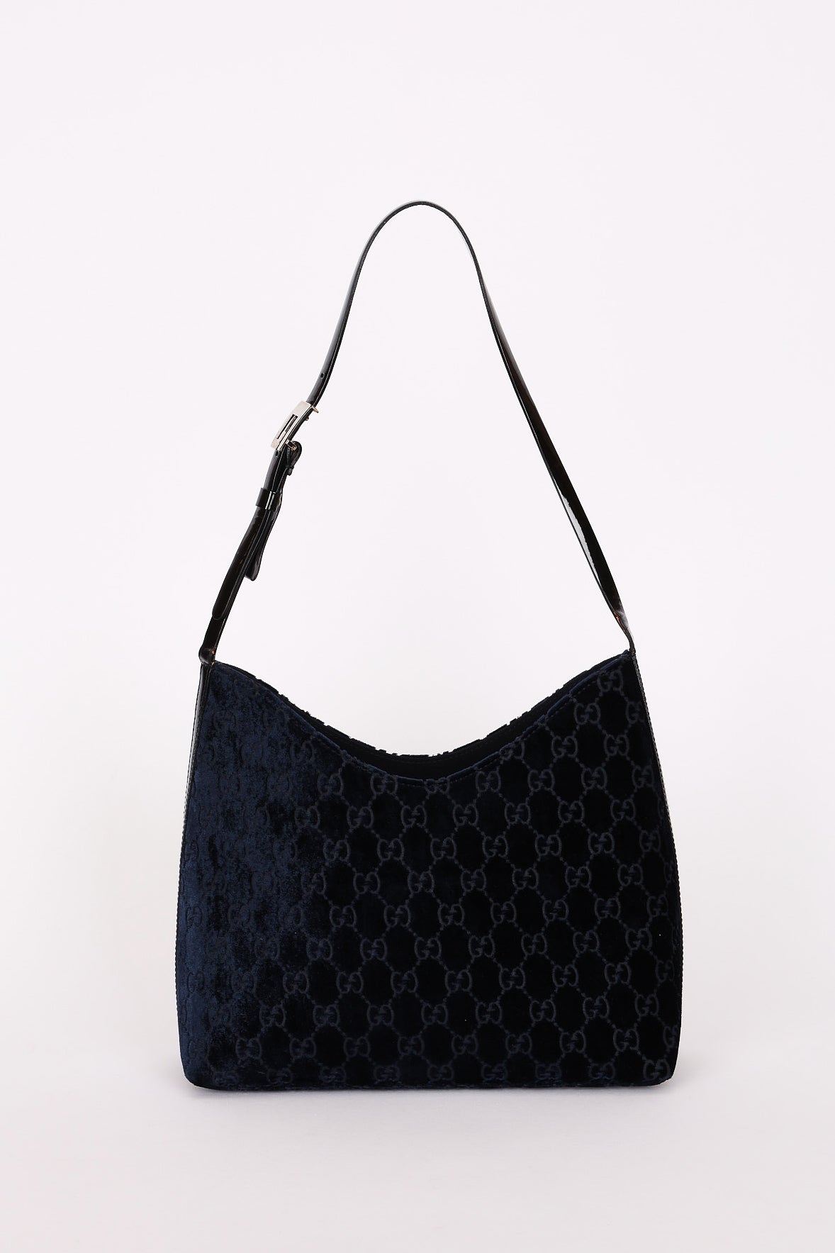Gucci Monogram Velvet Shoulder Bag Navy