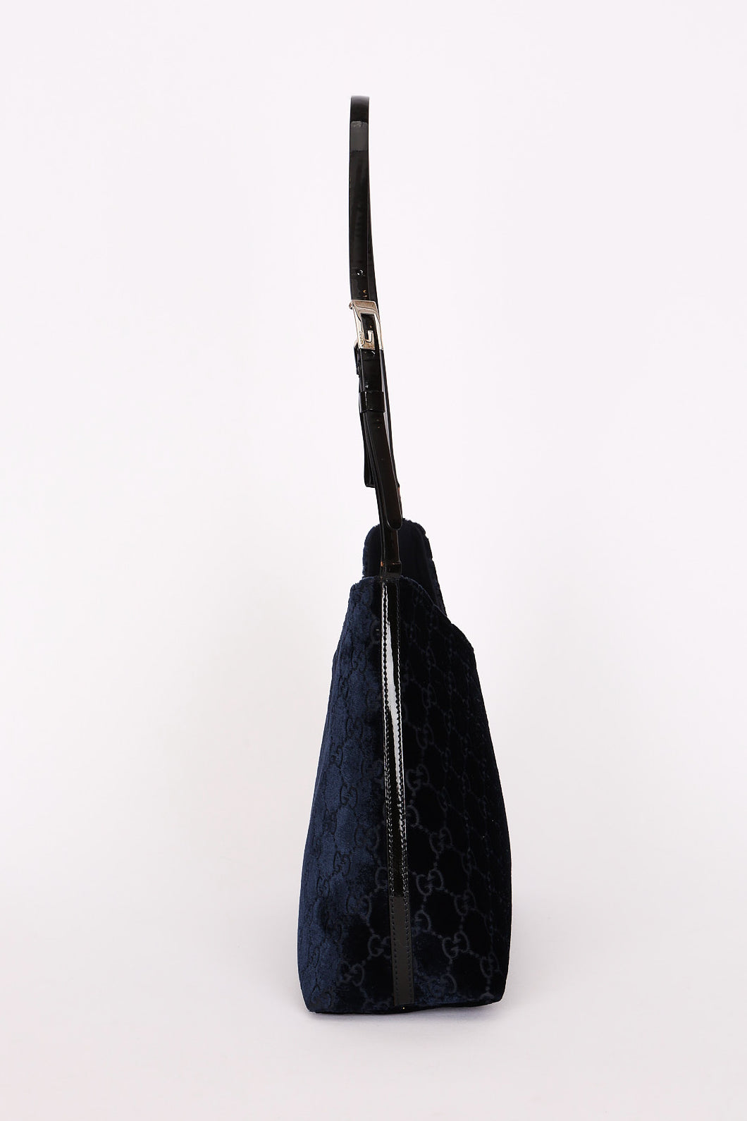 Gucci Monogram Velvet Shoulder Bag Navy