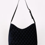 Gucci Monogram Velvet Shoulder Bag Navy
