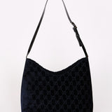 Gucci Monogram Velvet Shoulder Bag Navy