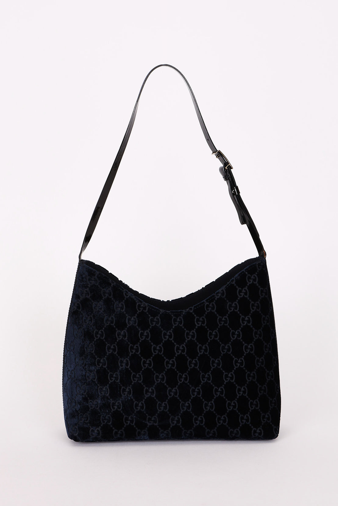Gucci Monogram Velvet Shoulder Bag Navy