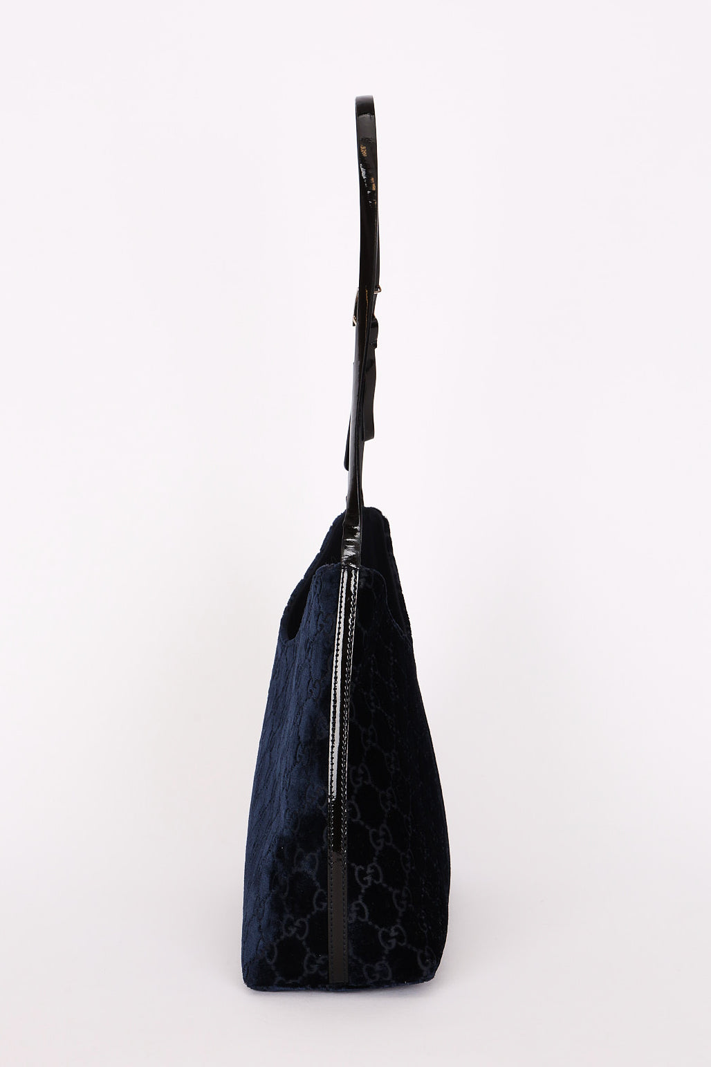 Gucci Monogram Velvet Shoulder Bag Navy