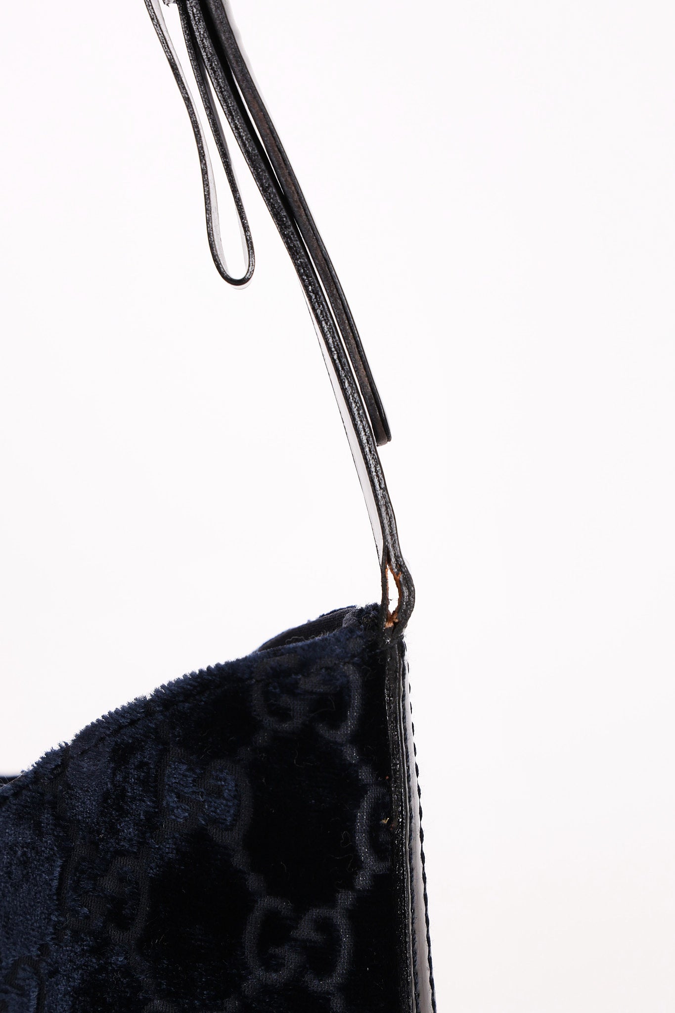Gucci Monogram Velvet Shoulder Bag Navy