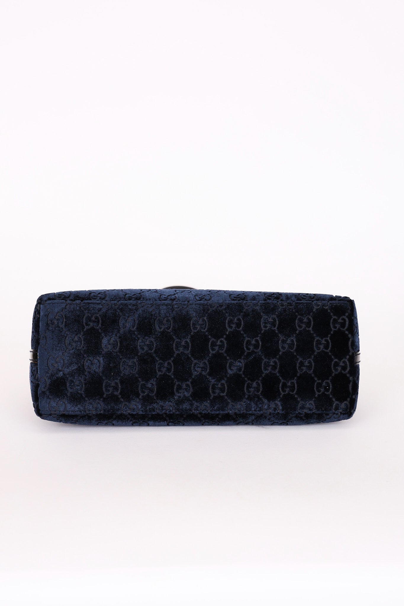 Gucci Monogram Velvet Shoulder Bag Navy