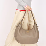 Prada Vitello Daino Hobo Gray