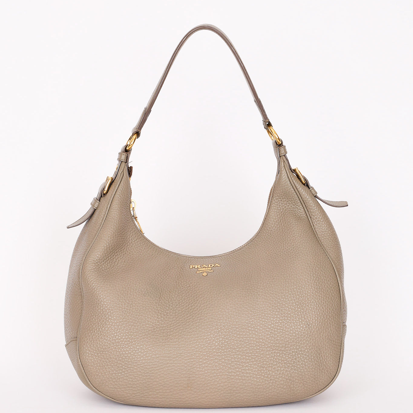 Prada Vitello Daino Hobo Gray