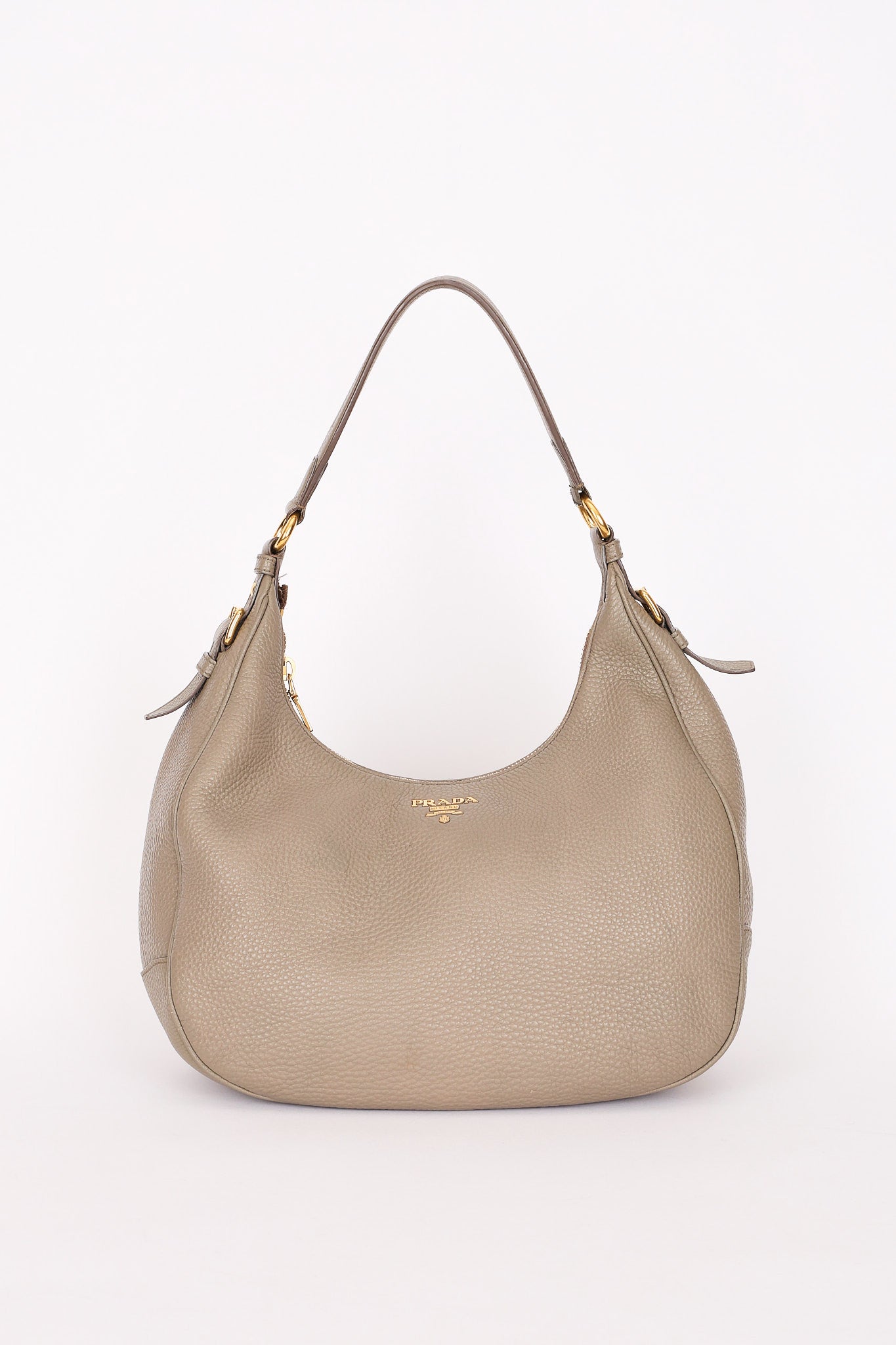 Prada Vitello Daino Hobo Gray