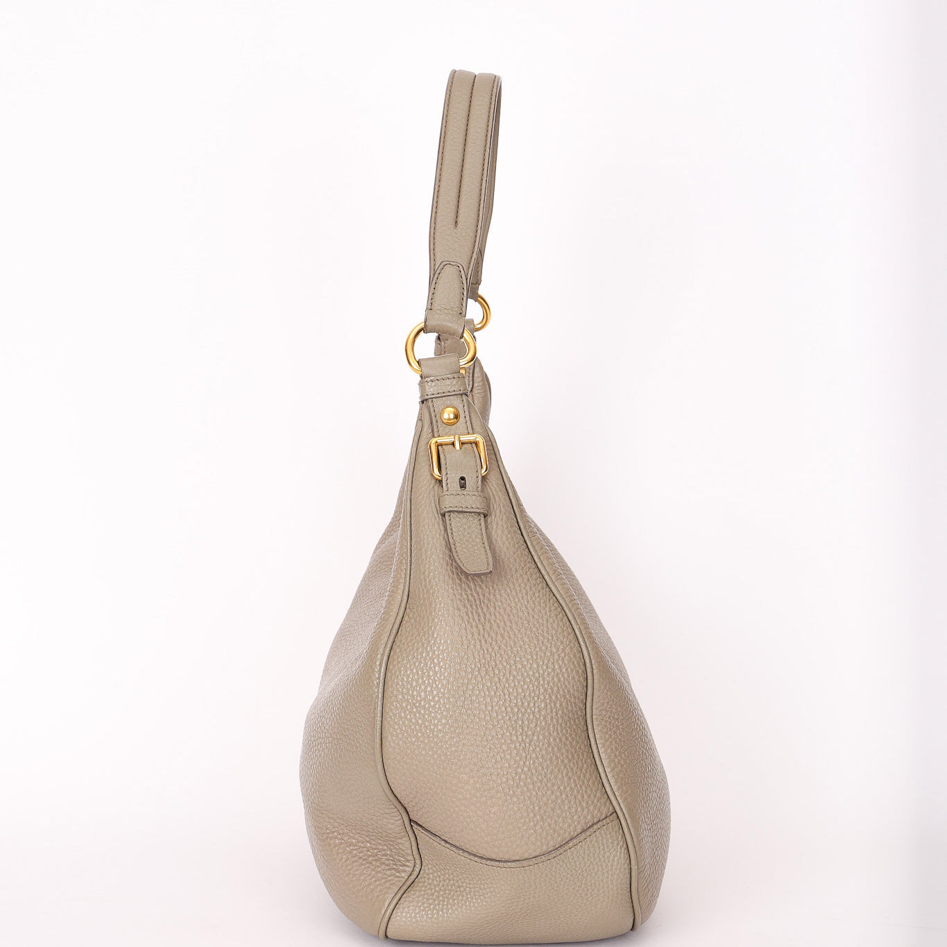 Prada Vitello Daino Hobo Gray