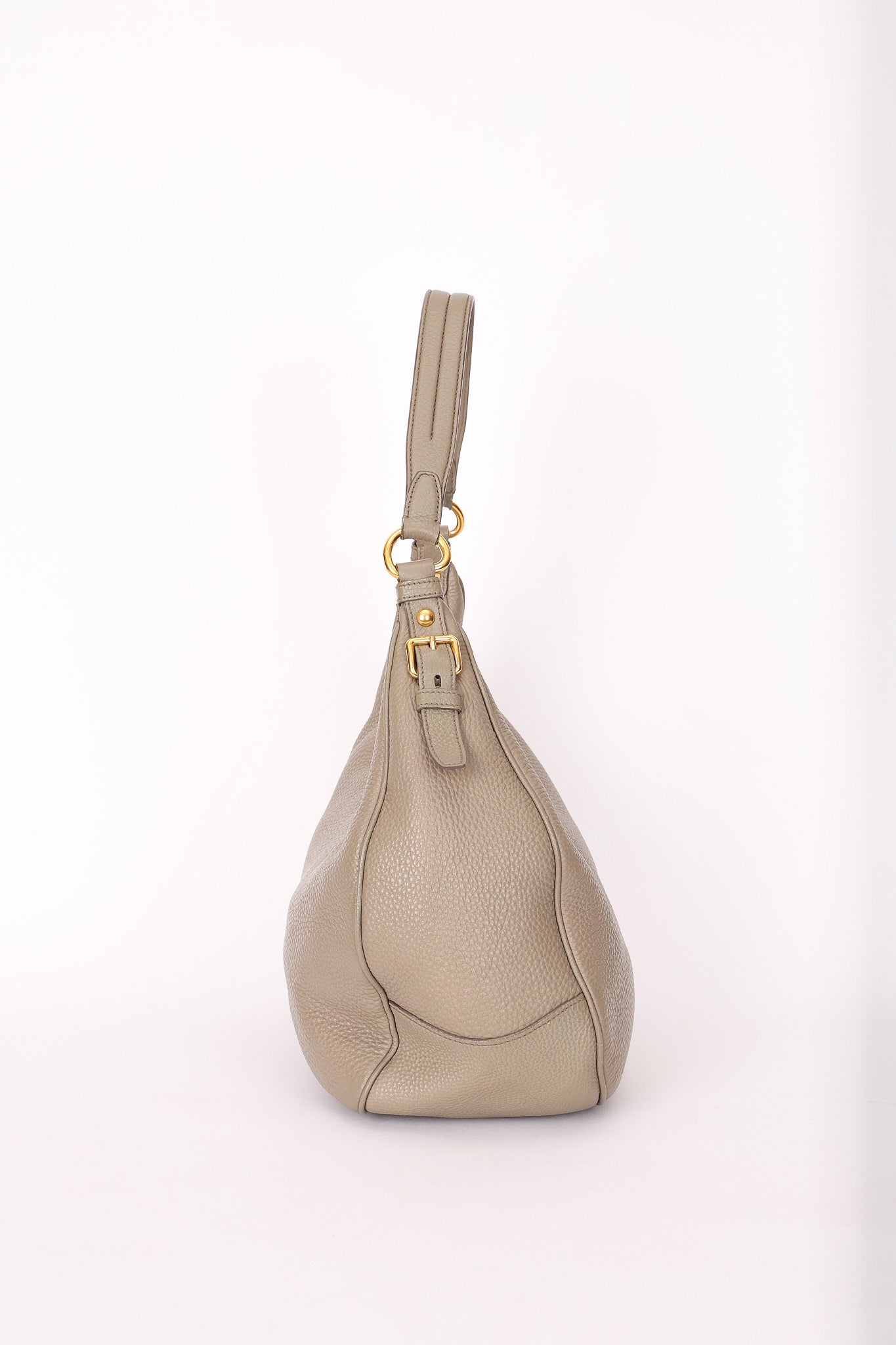Prada Vitello Daino Hobo Gray