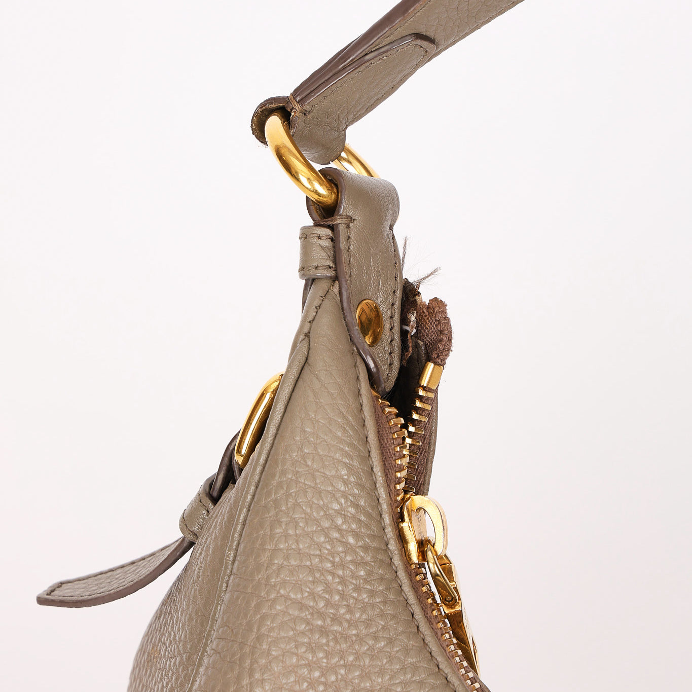 Prada Vitello Daino Hobo Gray