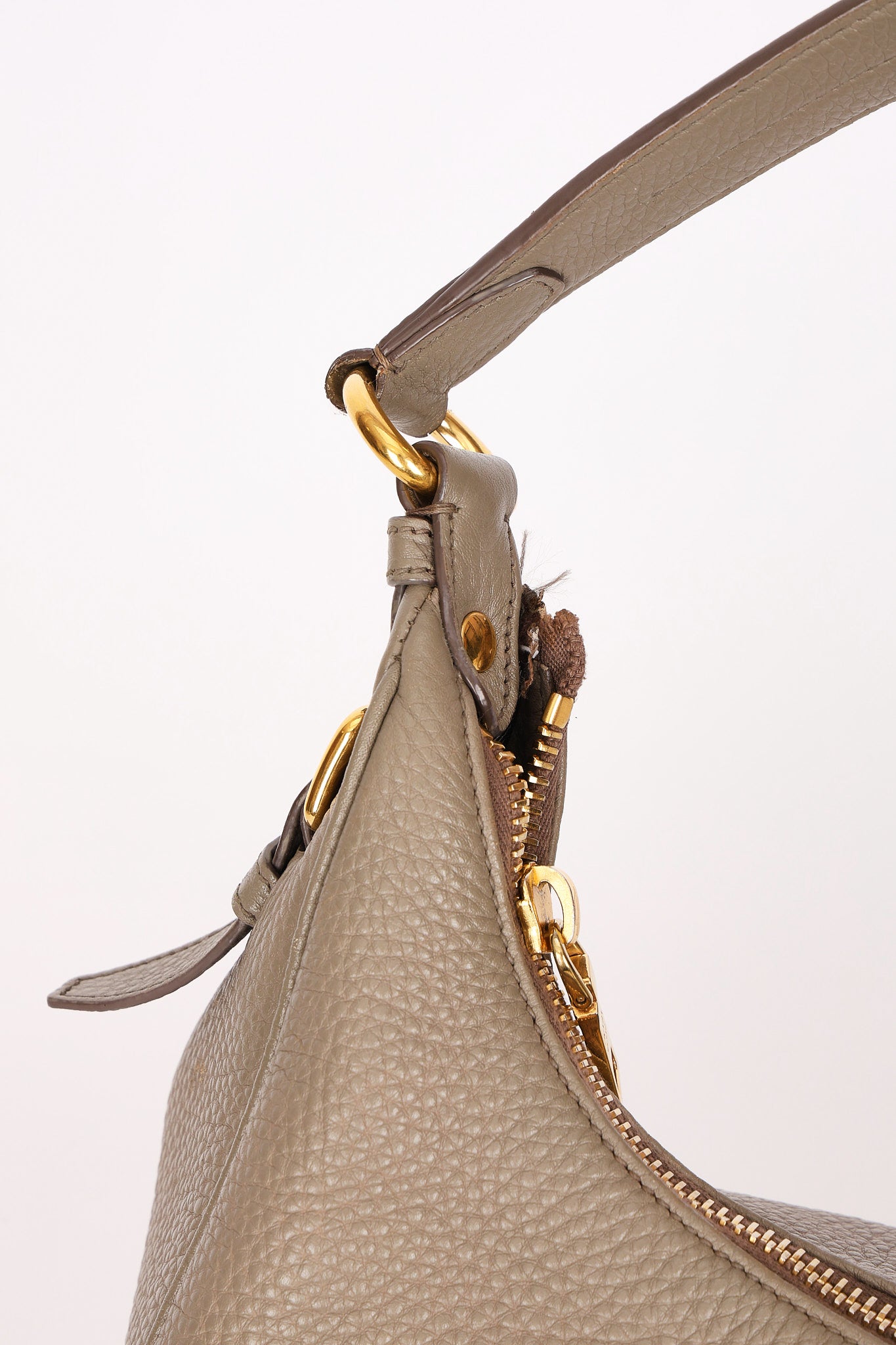 Prada Vitello Daino Hobo Gray