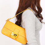 Fendi Embossed Baguette Bag Yellow
