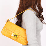 Fendi Embossed Baguette Bag Yellow