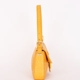 Fendi 10th Anniversary Leather Embossed Baguette Bag Yellow 2007