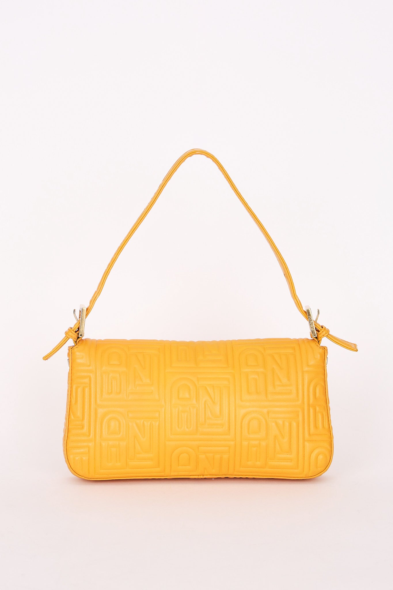 Fendi Embossed Baguette Bag Yellow