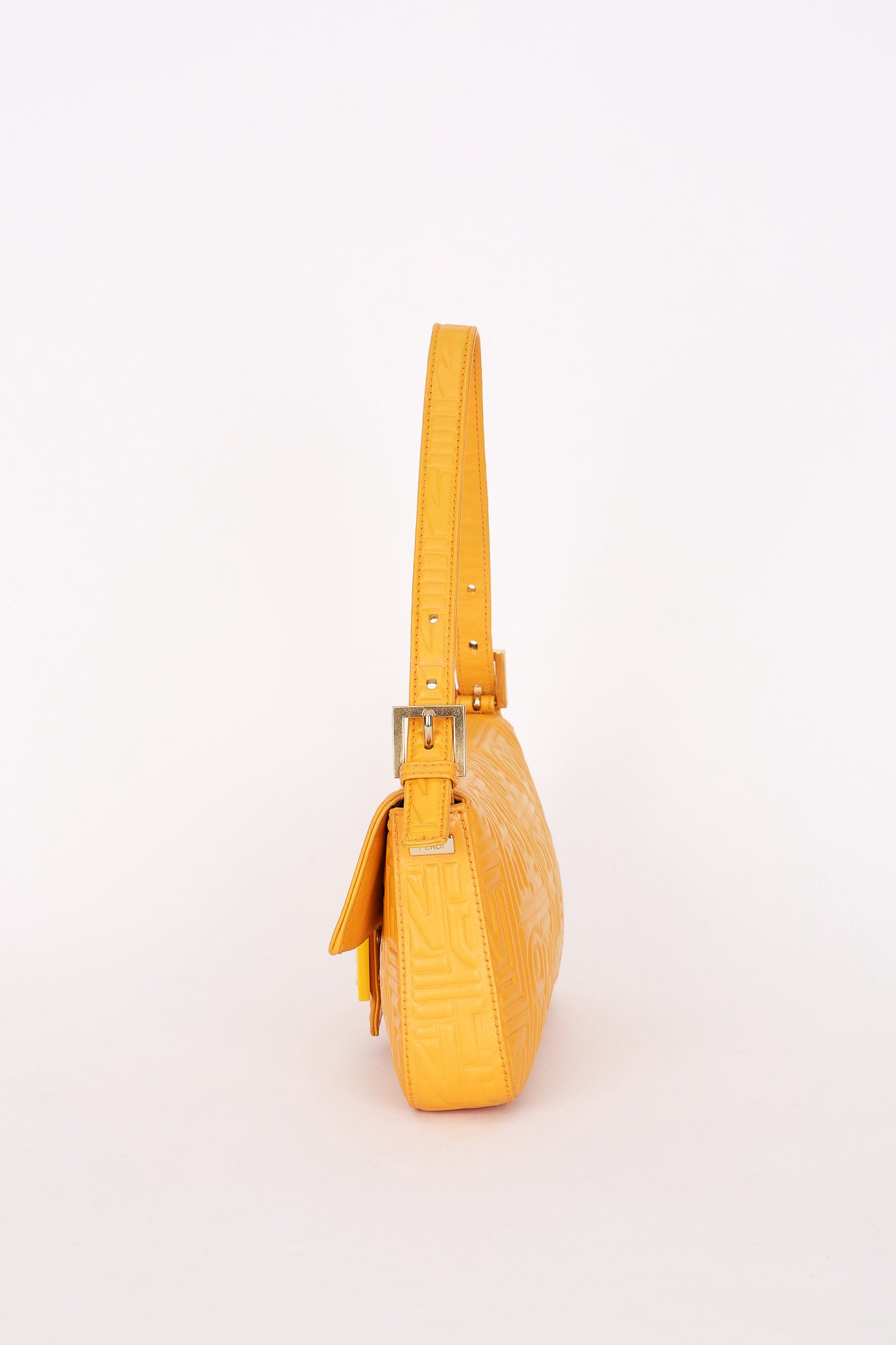 Fendi Embossed Baguette Bag Yellow