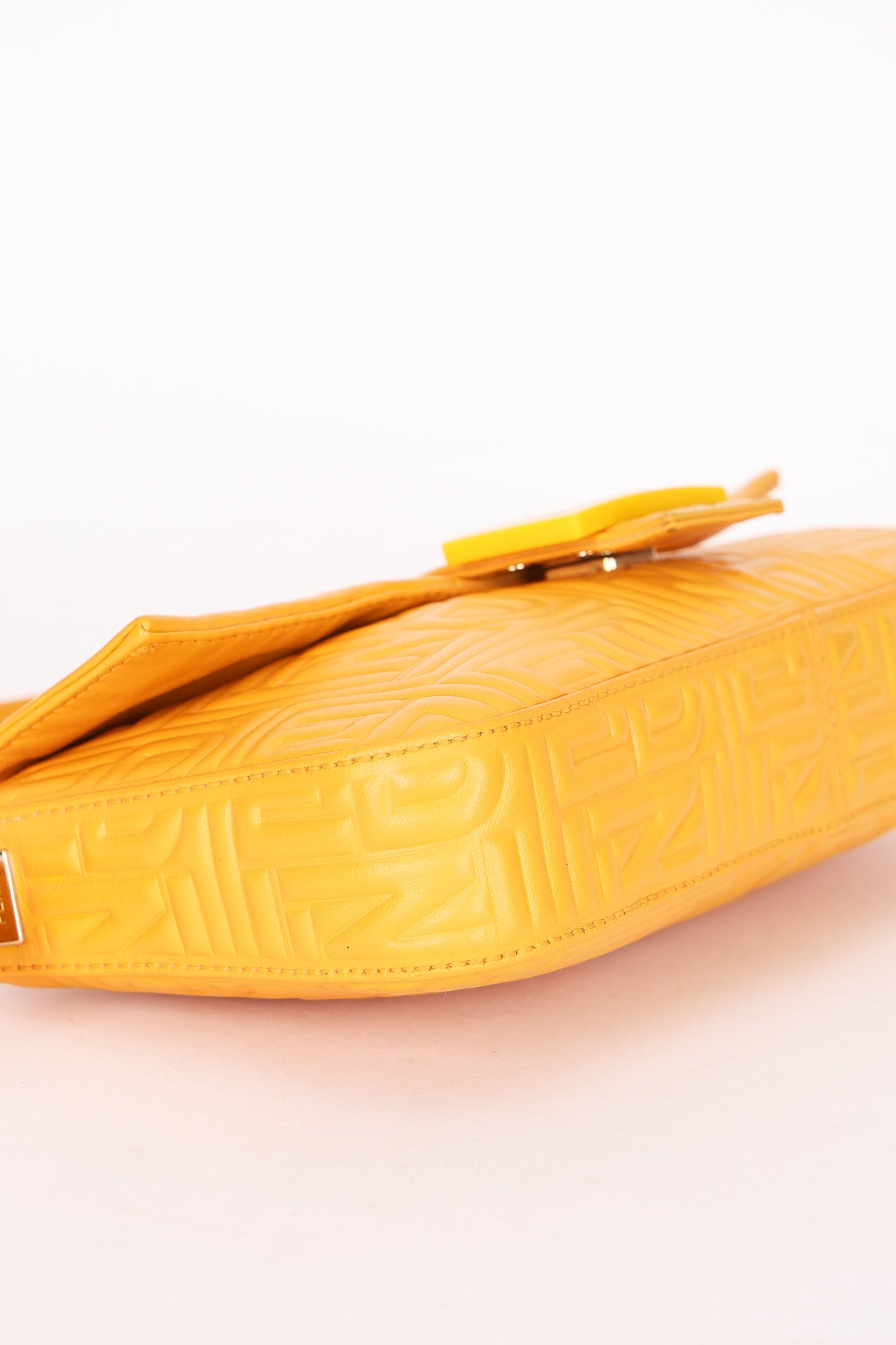 Fendi Embossed Baguette Bag Yellow