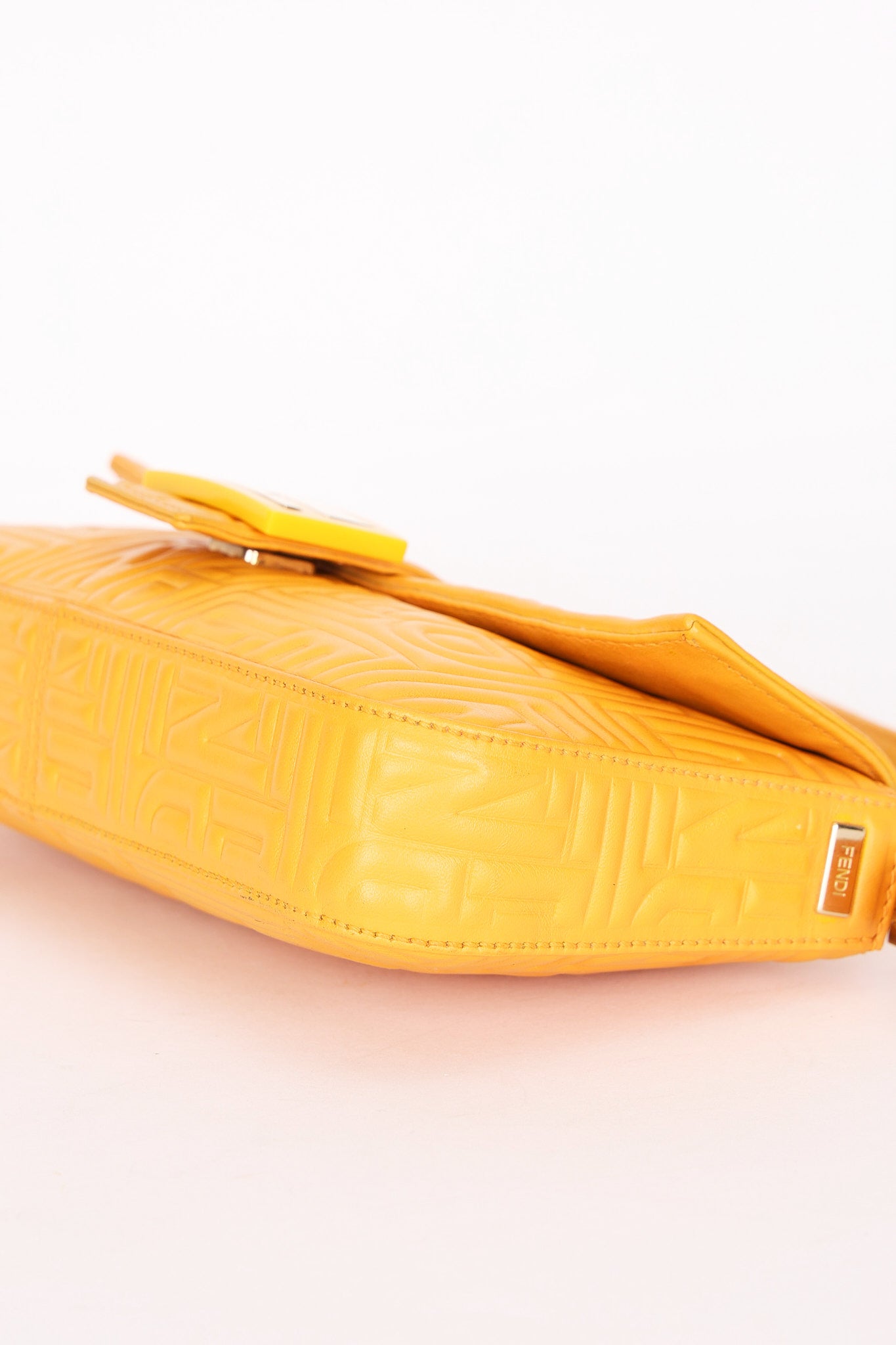 Fendi Embossed Baguette Bag Yellow