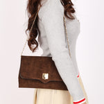 Celine Envelope Clutch on Chain Brown Suede