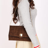 Celine Envelope Clutch on Chain Brown Suede