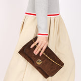 Celine Envelope Clutch on Chain Brown Suede