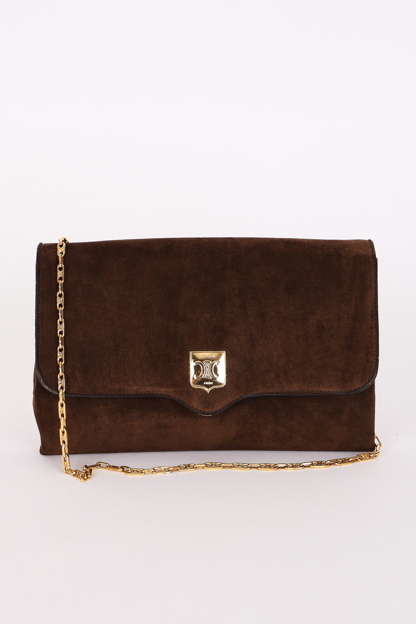 Celine Envelope Clutch on Chain Brown Suede