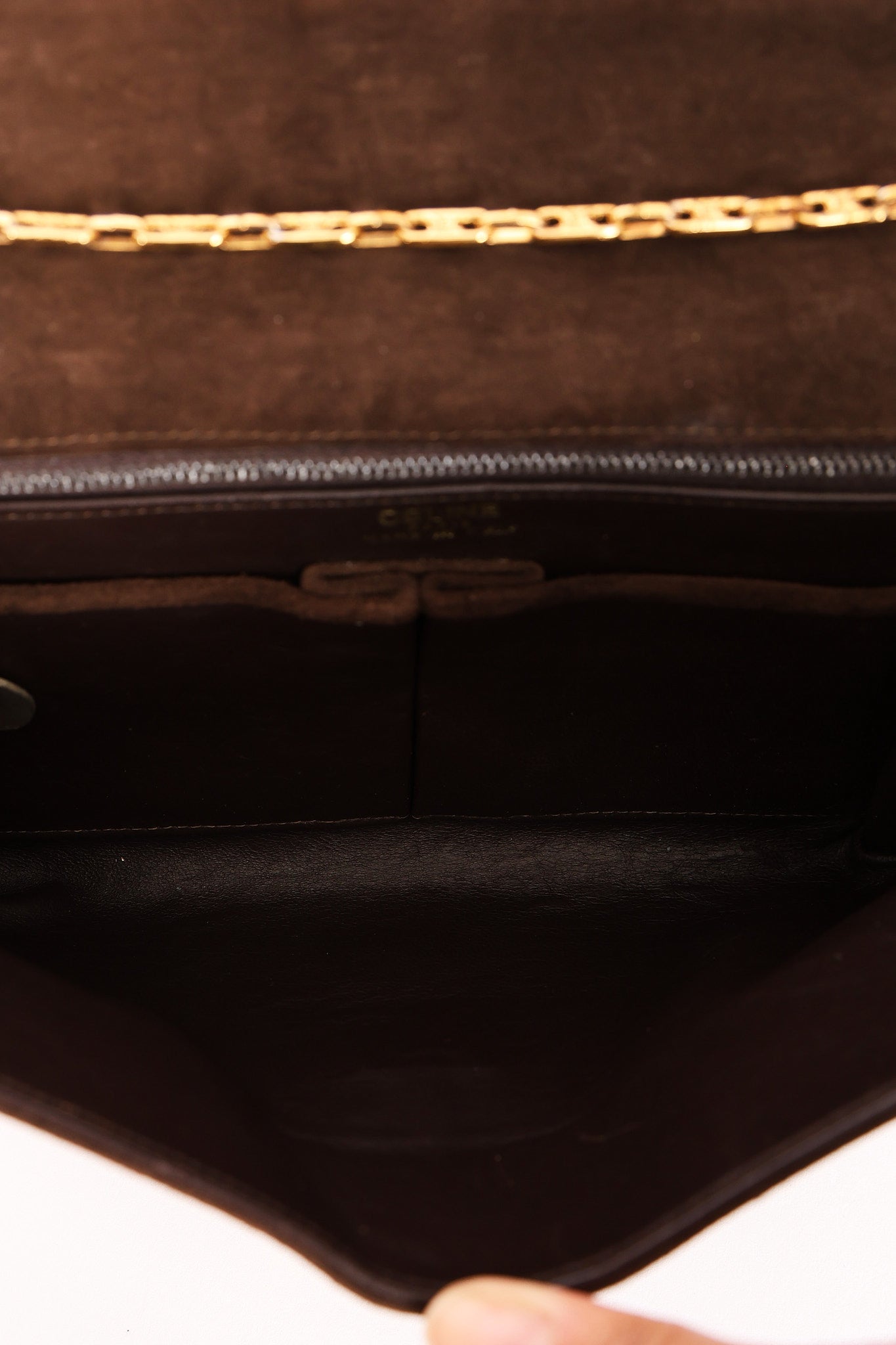 Celine Envelope Clutch on Chain Brown Suede