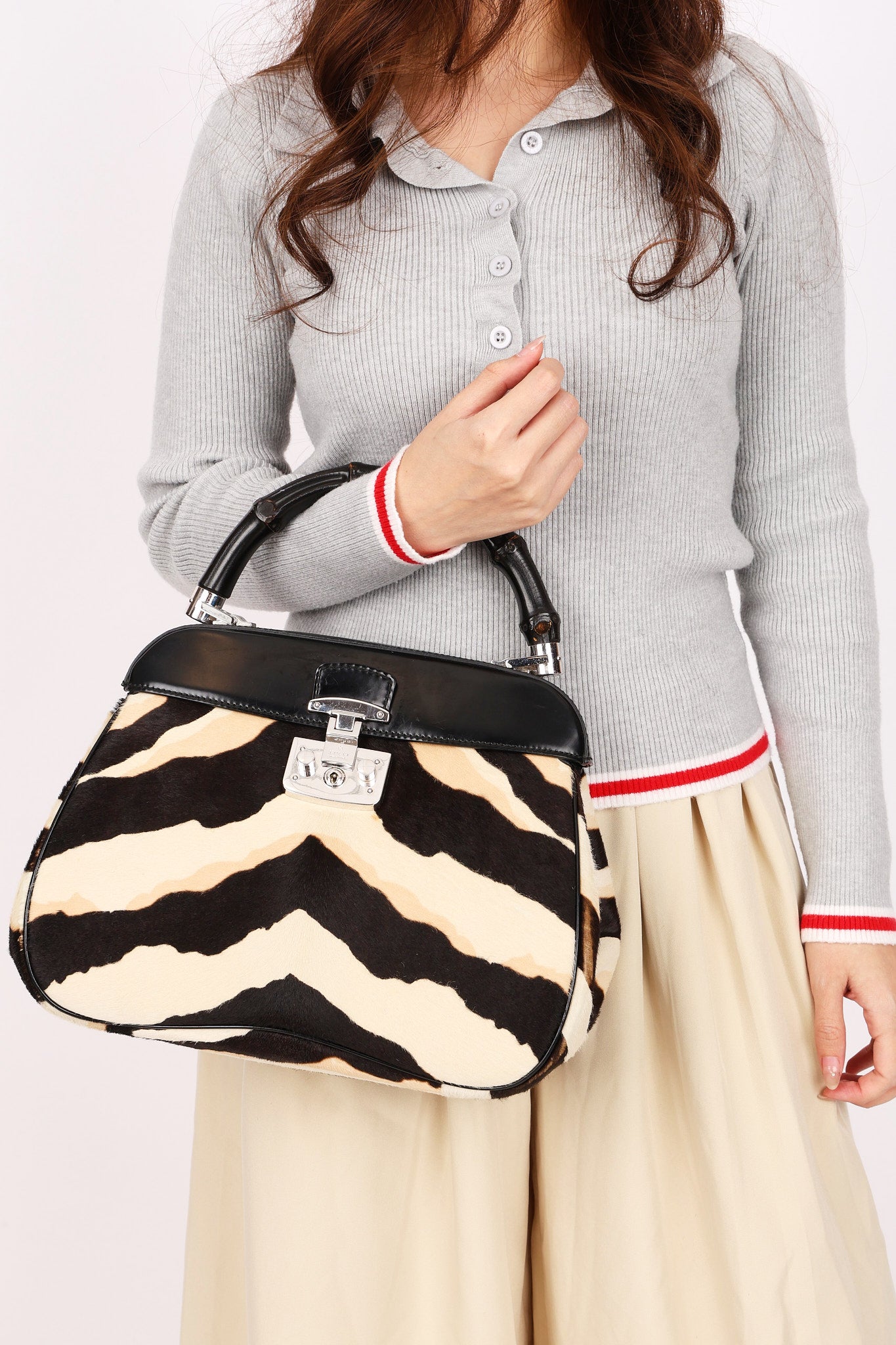 Gucci Lady Lock Tiger Print Bamboo Top Handle Bag