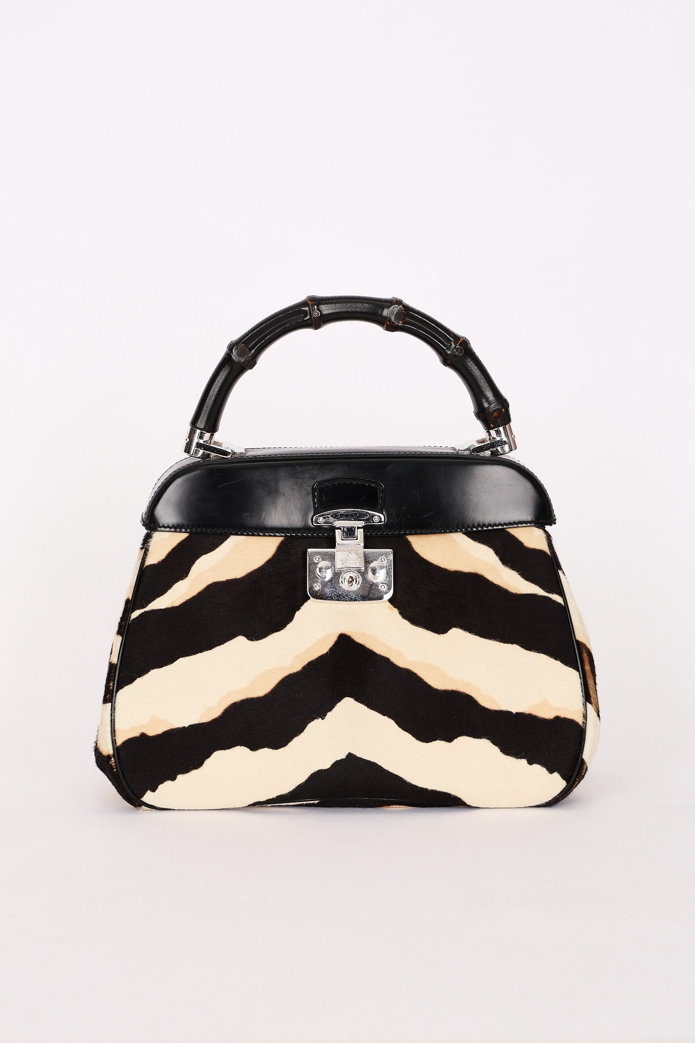 Gucci Lady Lock Tiger Print Bamboo Top Handle Bag