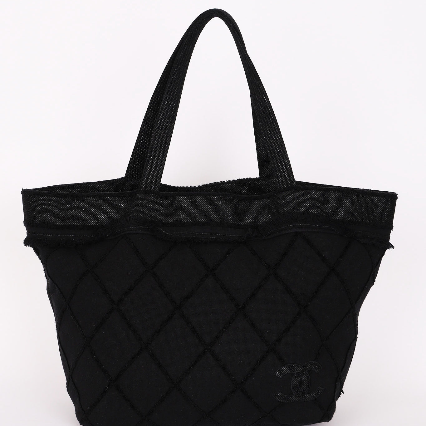 Chanel Raw Edge Tote Black Canvas