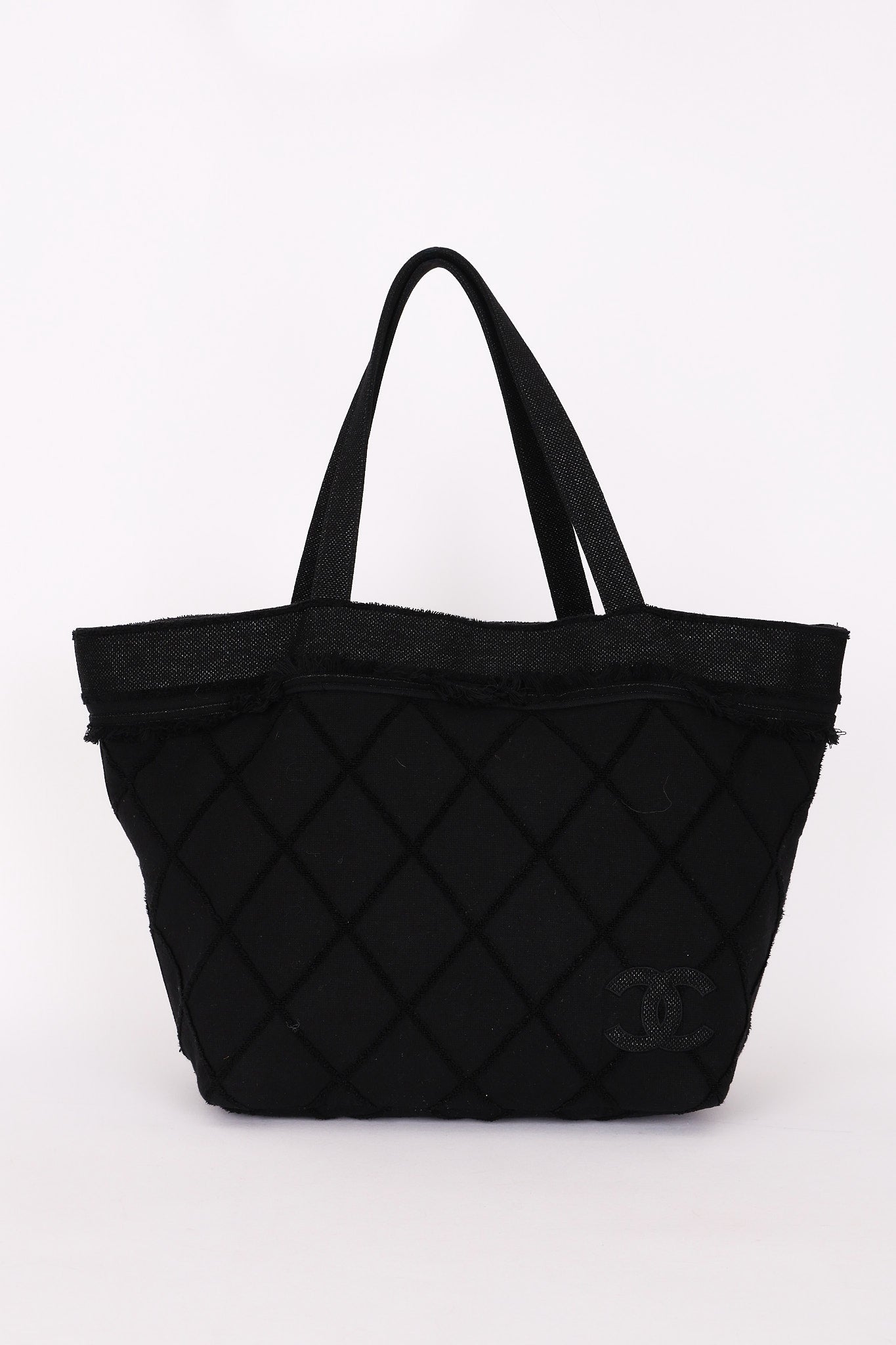 Chanel Raw Edge Tote Black Canvas