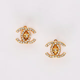 Chanel 1996 CC Crystal Clip-On Earrings 24K GP