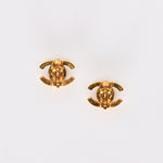 Chanel 1996 CC Crystal Clip-On Earrings 24K GP