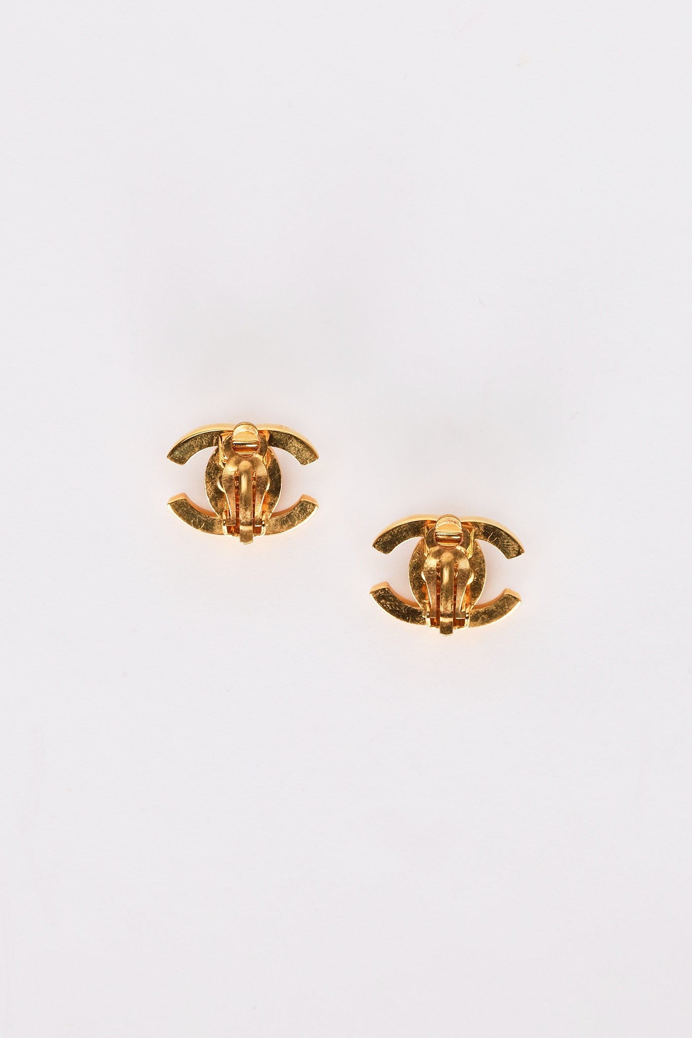 Chanel 1996 CC Crystal Clip-On Earrings 24K GP