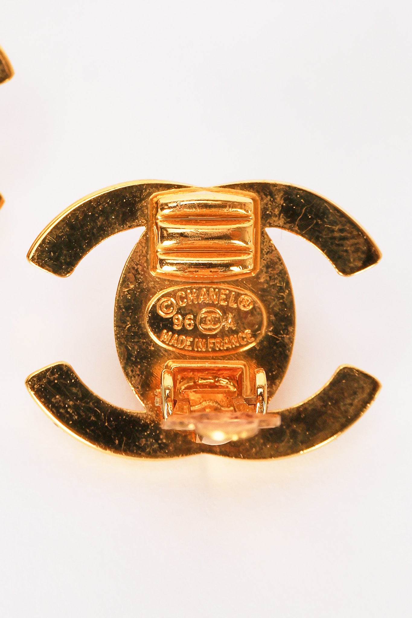 Chanel 1996 CC Crystal Clip-On Earrings 24K GP
