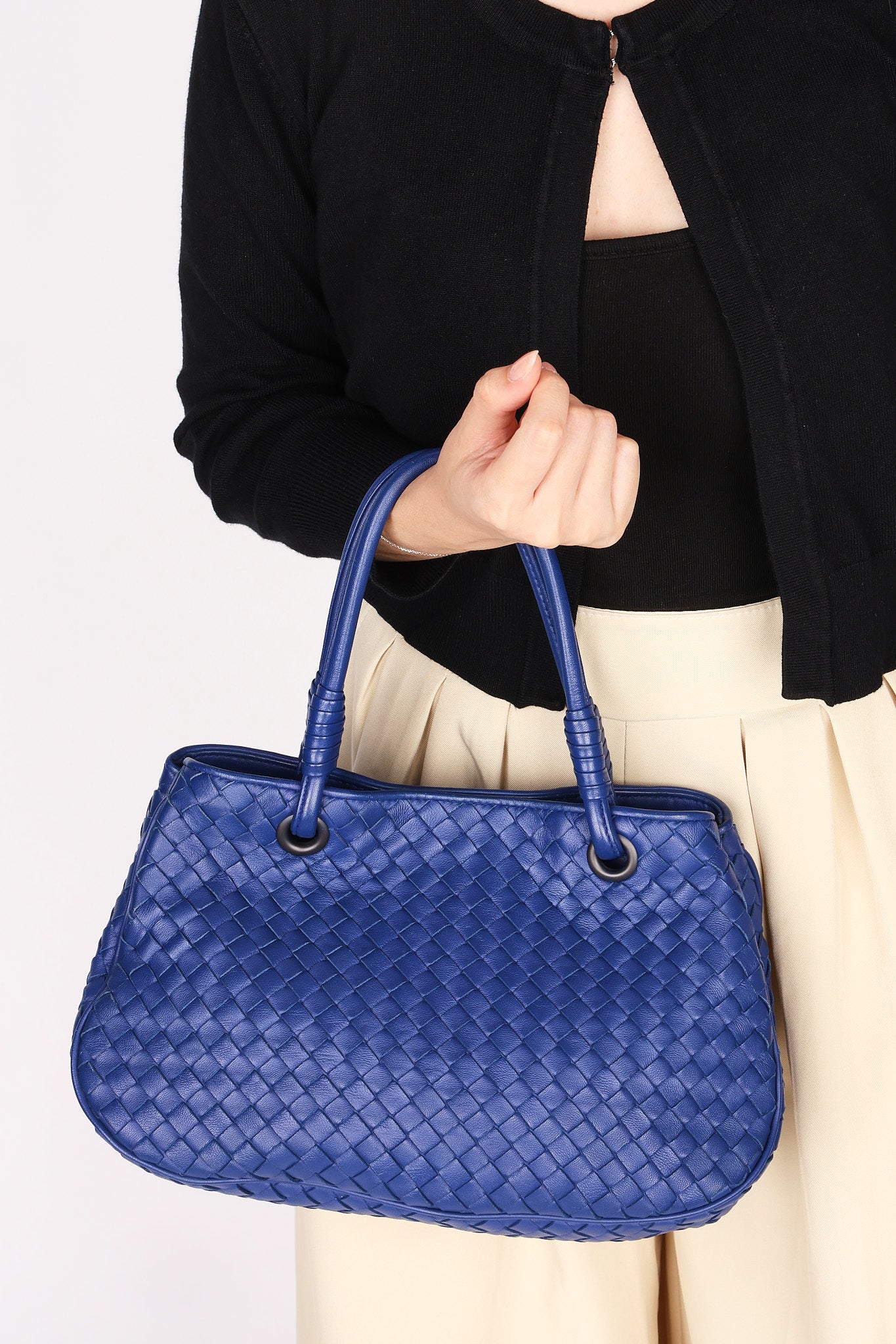 Bottega Veneta Intrecciato Shoulder Bag Cobalt Blue