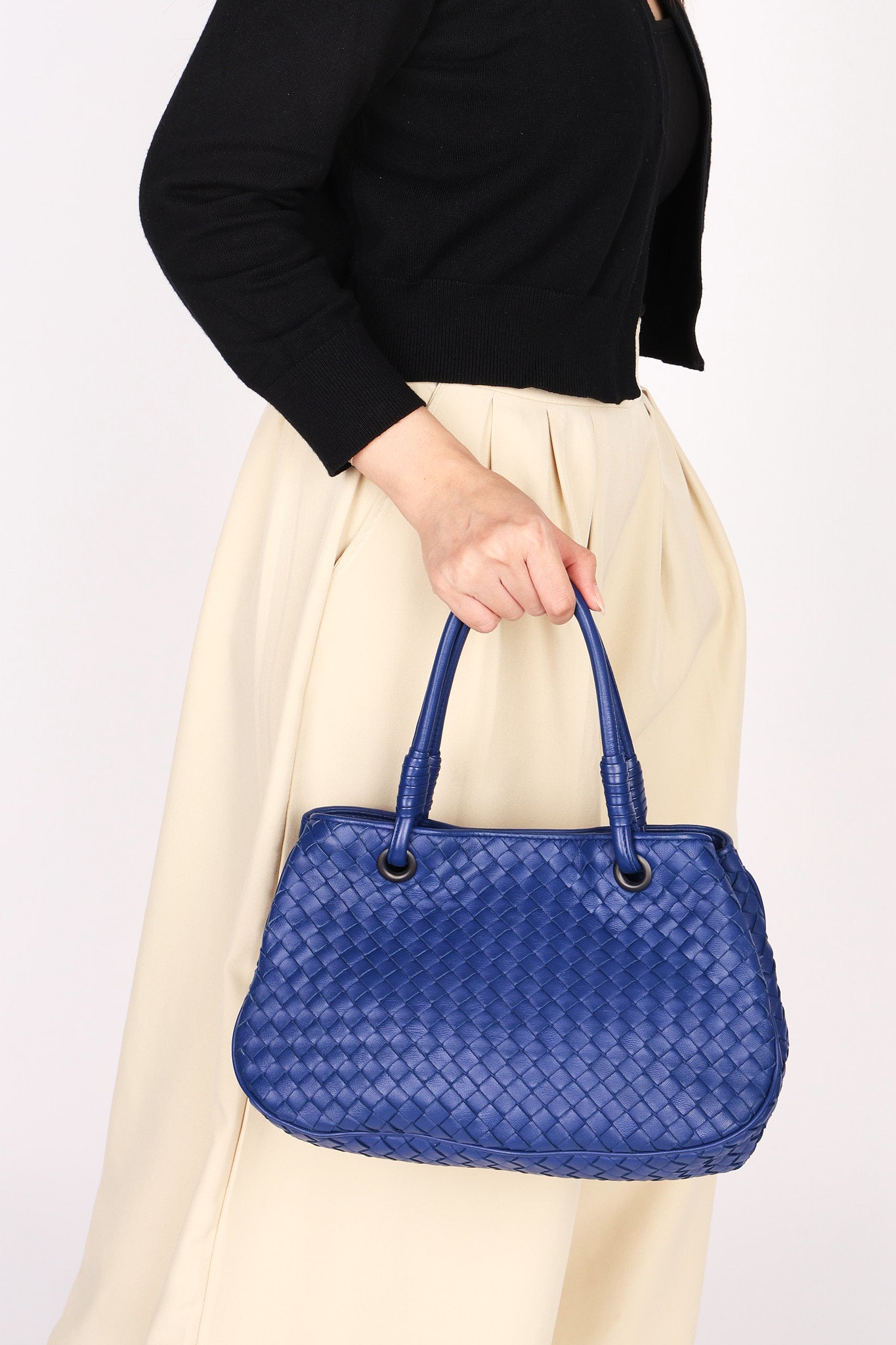 Bottega Veneta Intrecciato Shoulder Bag Cobalt Blue