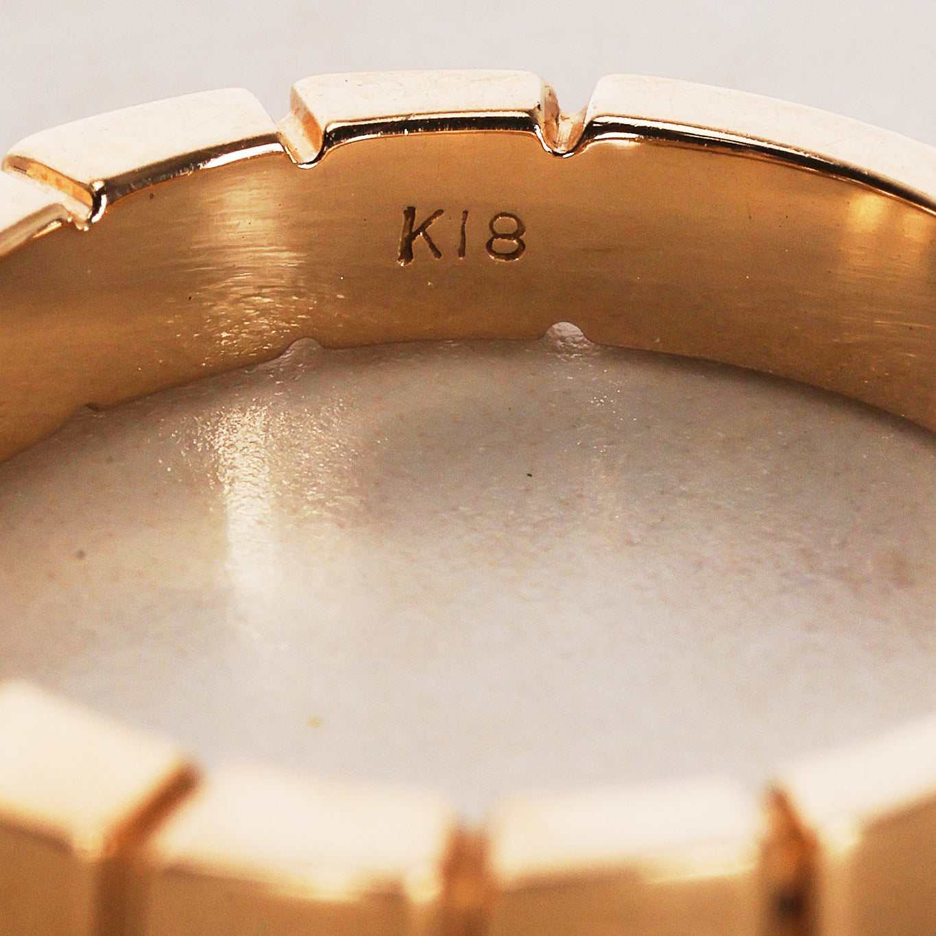 18K Yellow Gold and Diamond Ridged Ring, Size US 5
