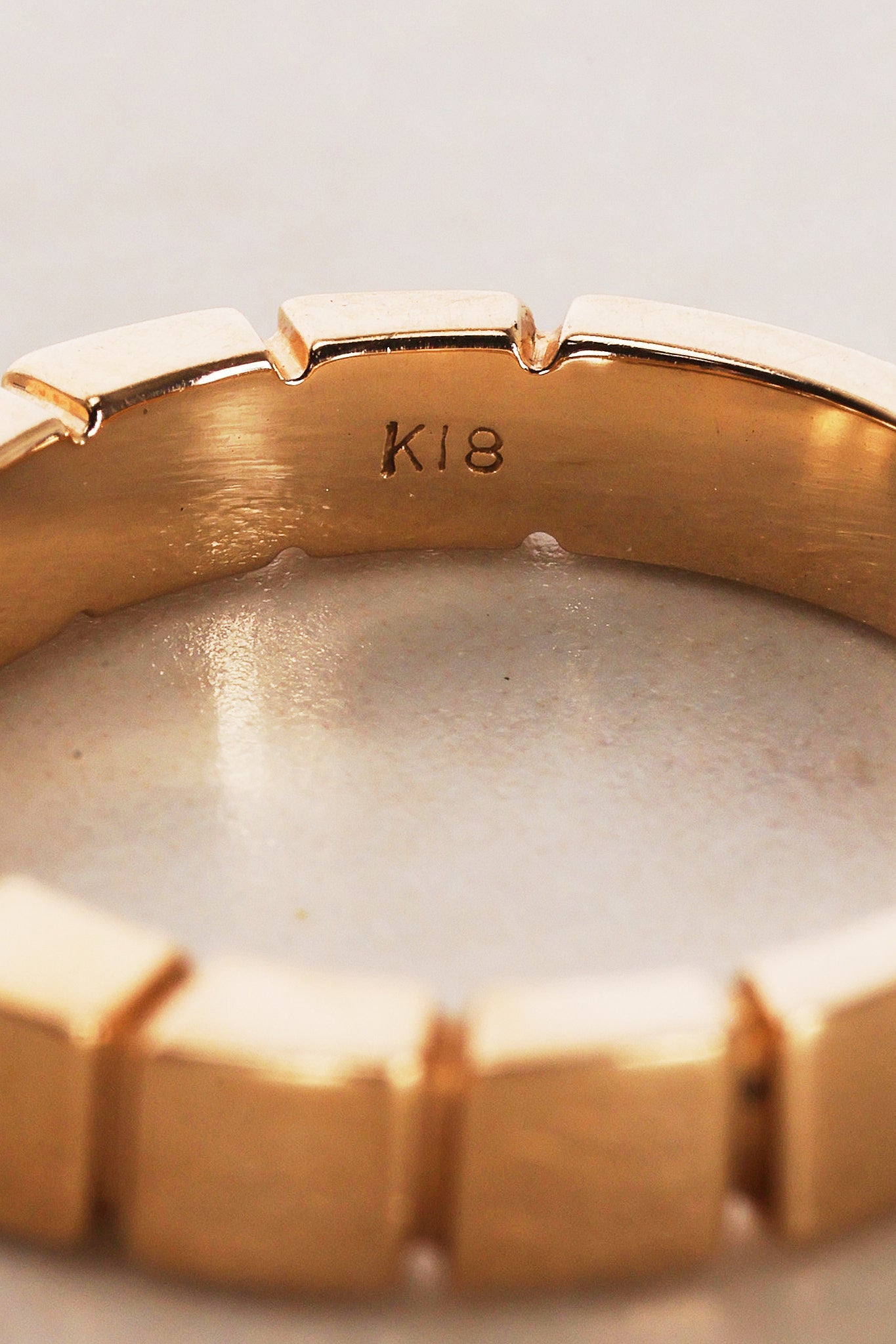 18K Yellow Gold and Diamond Ridged Ring, Size US 5