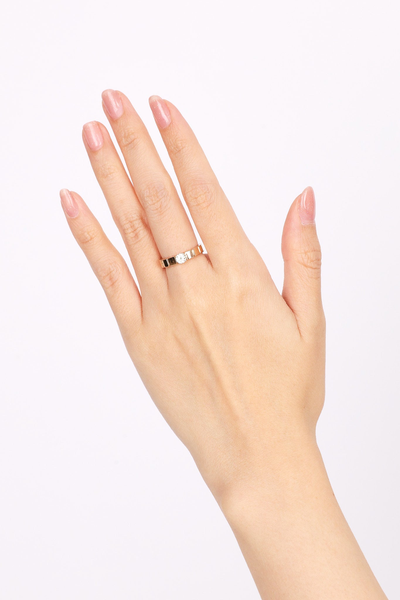 18K Yellow Gold and Diamond Ridged Ring, Size US 5