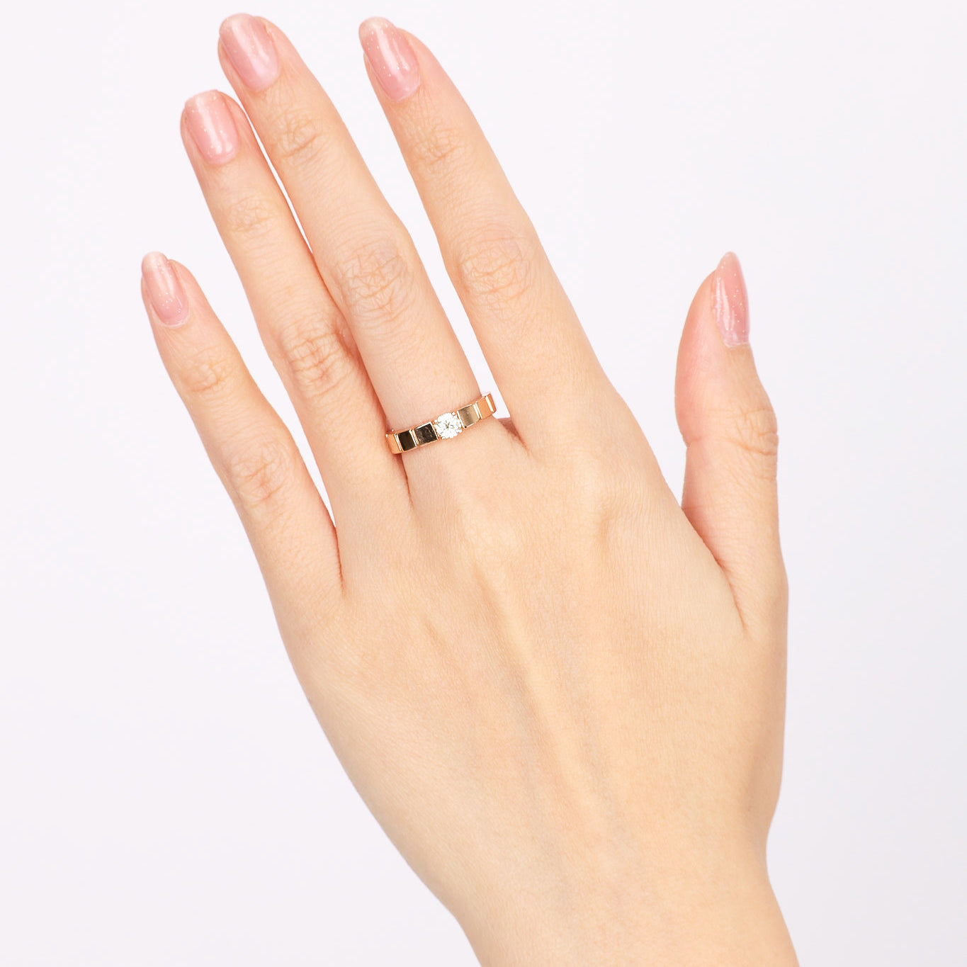 18K Yellow Gold and Diamond Ridged Ring, Size US 5