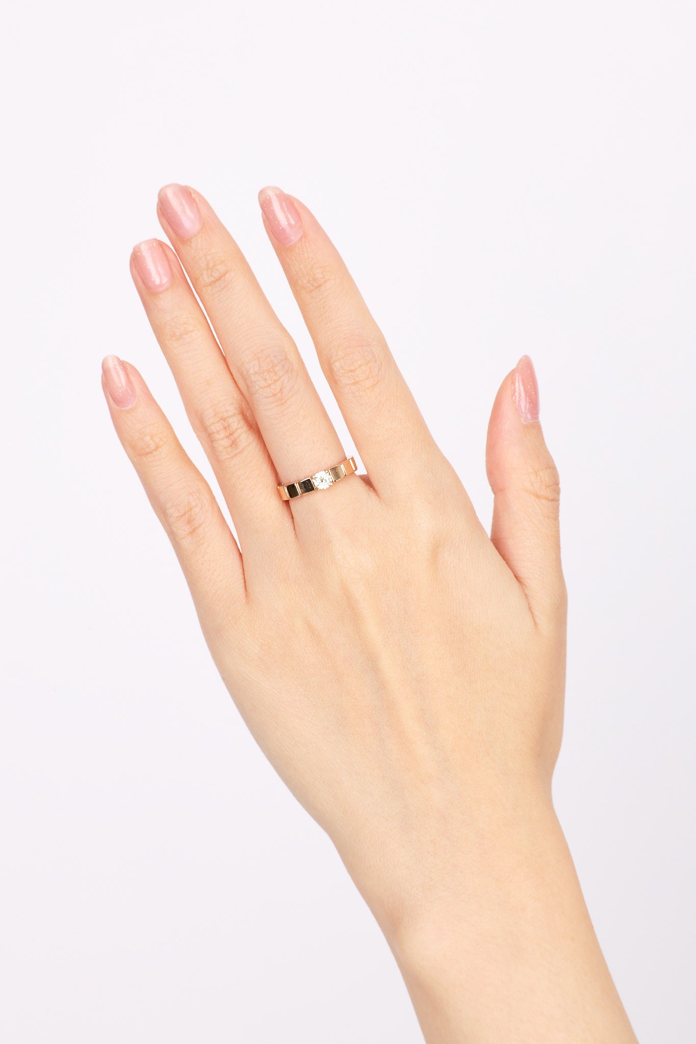 18K Yellow Gold and Diamond Ridged Ring, Size US 5